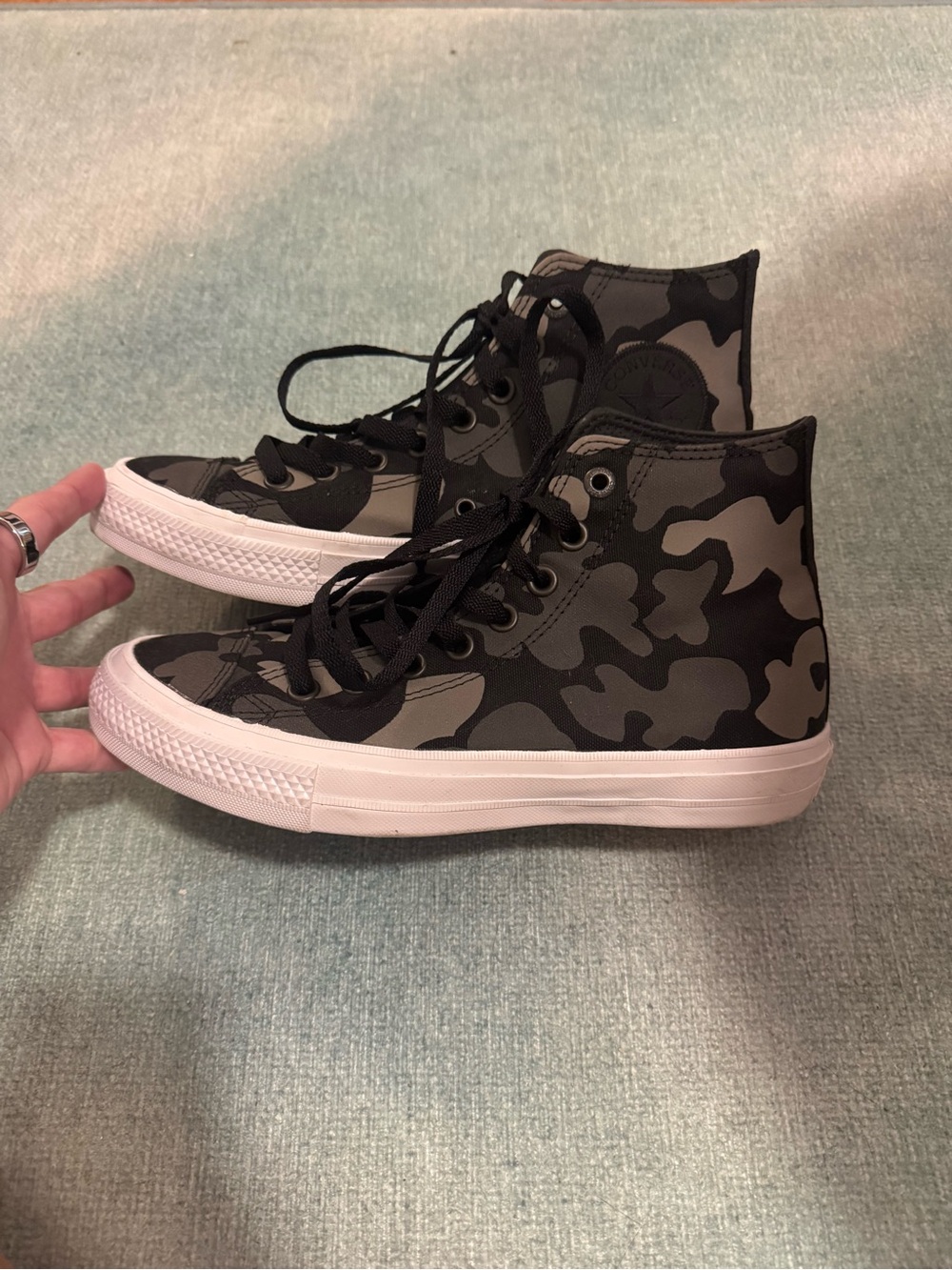 Canvas High-Top Sneakers - Black Camo